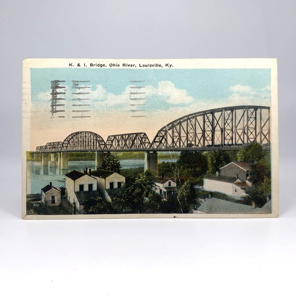 Vintage Louisville & Nashville Railroad Postcards K&I Bridge Ohio River 1935 KY